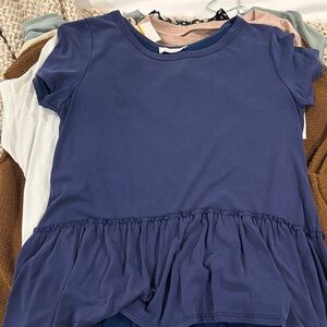 Elegant Navy Blue Peplum Top